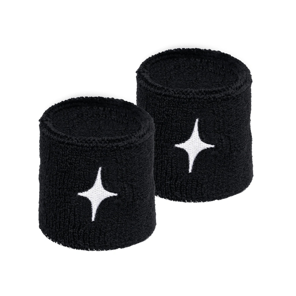 WHITE STAR Black Wristbands (Pack of 2)