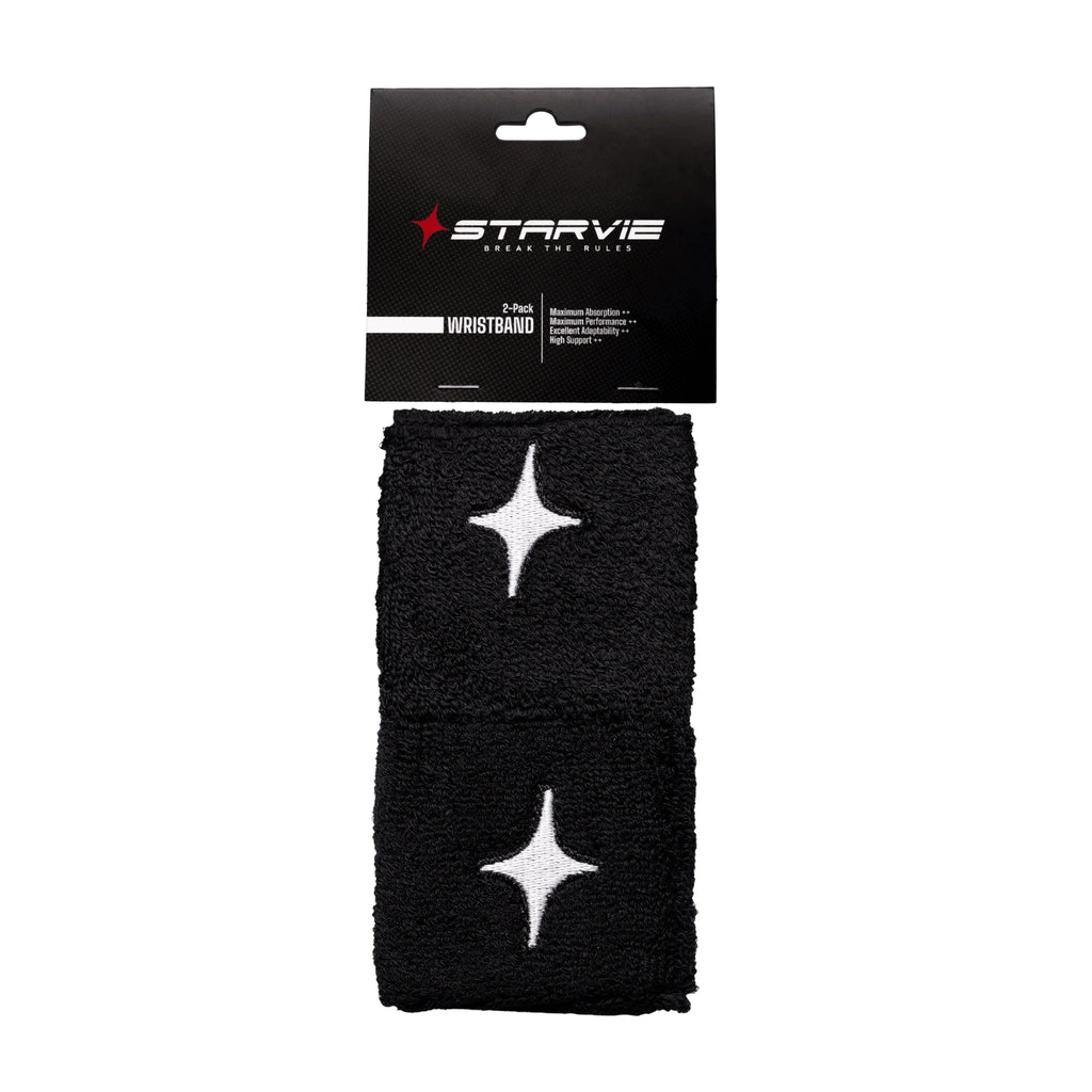 WHITE STAR Black Wristbands (Pack of 2)