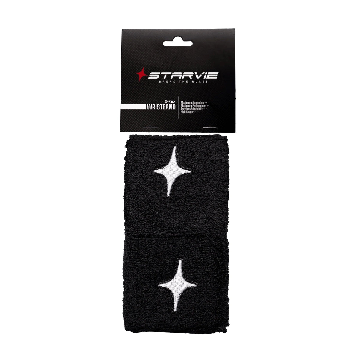 WHITE STAR Black Wristbands (Pack of 2)