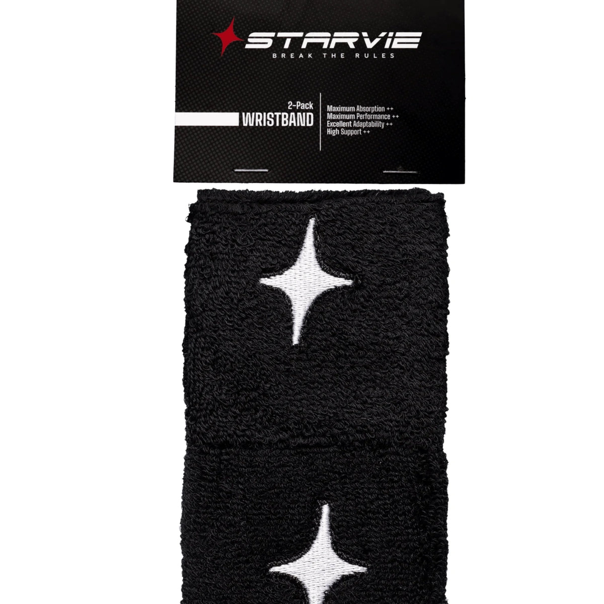 WHITE STAR Black Wristbands (Pack of 2)